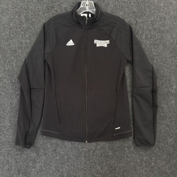 Mississippi State Bulldogs Jacket Women's Small Black Adidas Climalite Full Zip - Picture 1 of 10